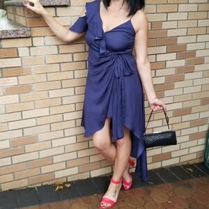 DO+BE Asymmetrical One-Shoulder Dress in Navy